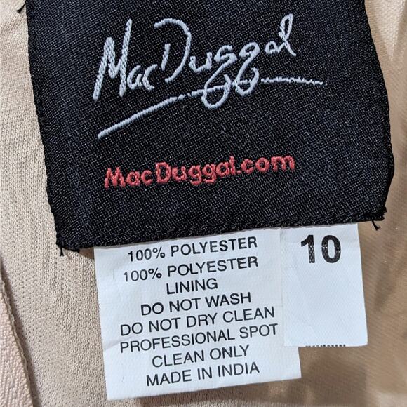 NWT Mac Duggal Floral Beadwork Long Sleeve Midi Dress Nude Women's Size 10 10799 - Picture 9 of 9